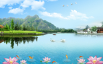 山水风景背景墙