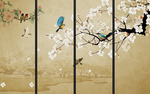 中式花鸟玄关屏风背景底纹素材艺