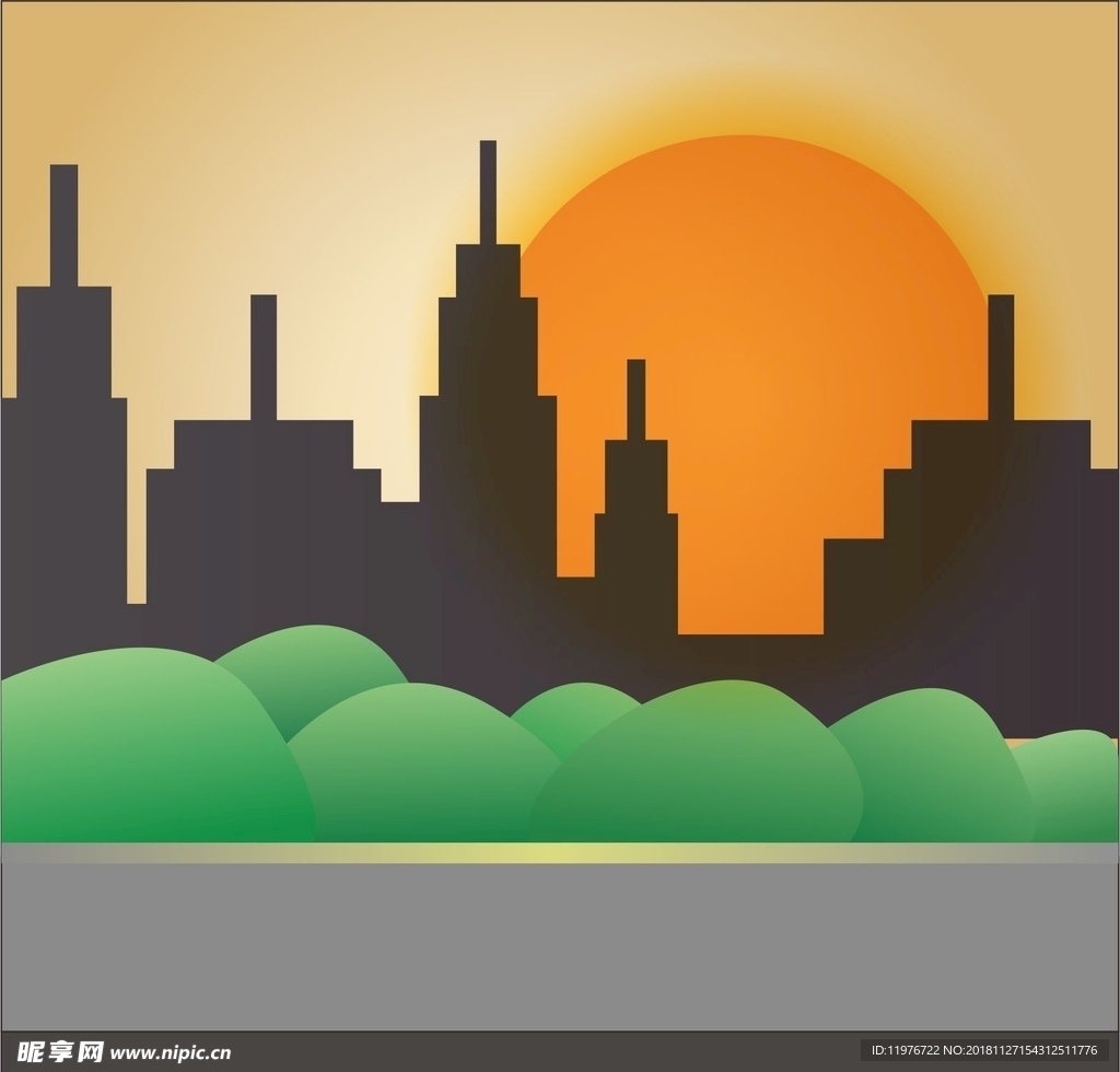 城市日落景色