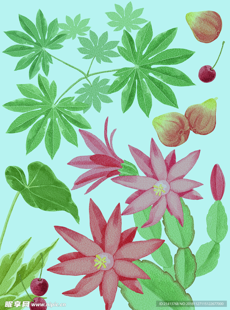 手绘花卉底纹