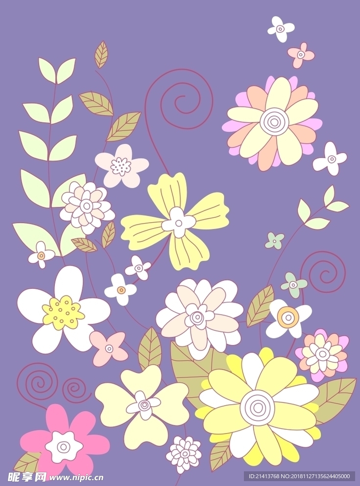 手绘花卉底纹