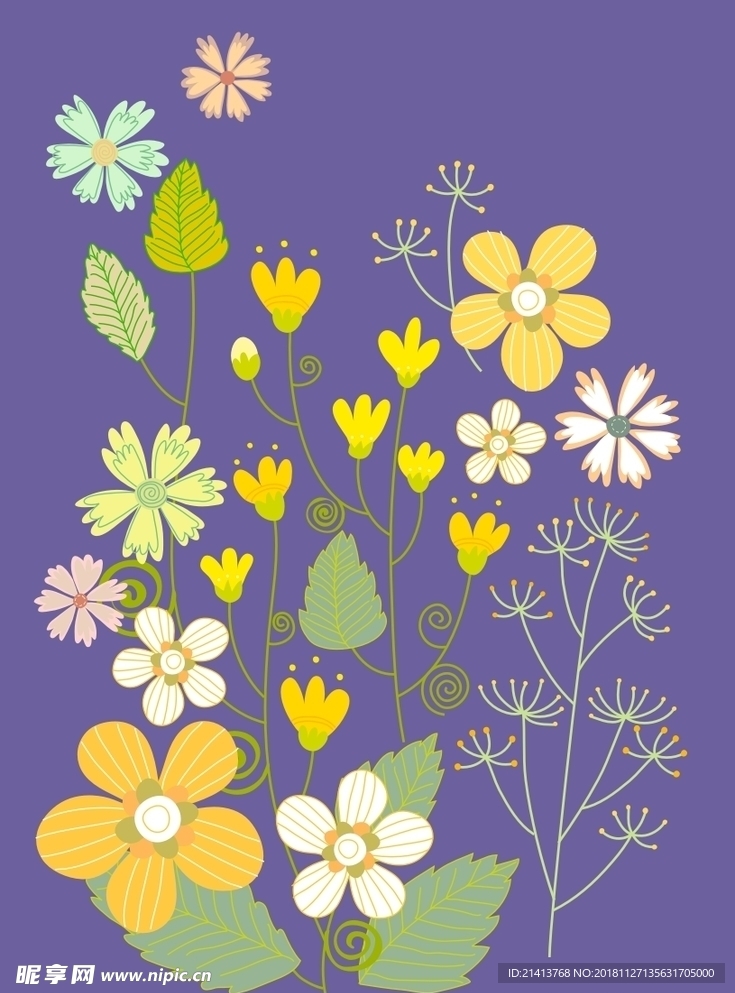 手绘花卉底纹