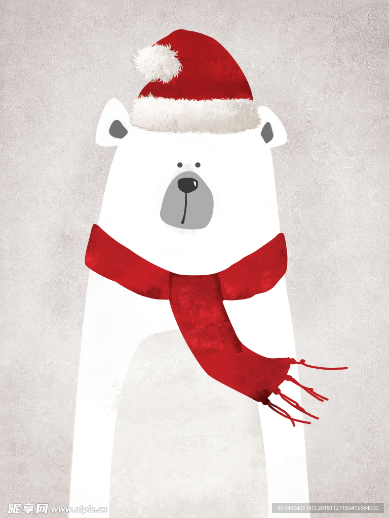 北欧小清新头带帽子的北极熊图片