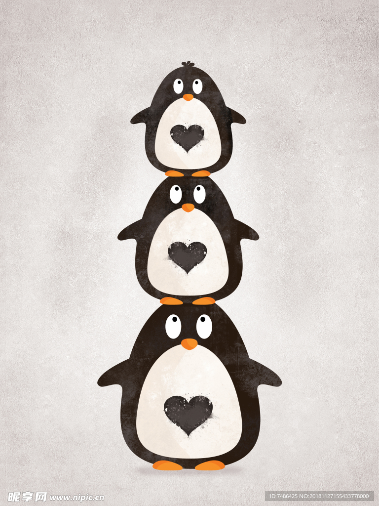 北欧小清新三只企鹅图片
