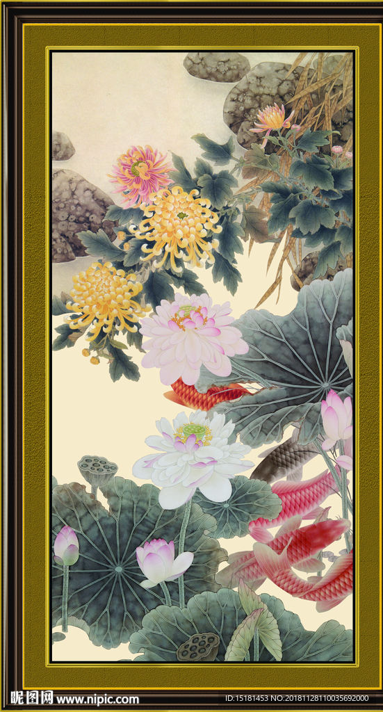 荷花中国画