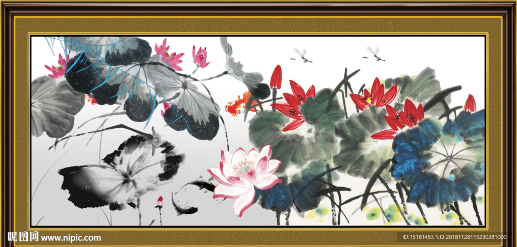 水墨国画荷花