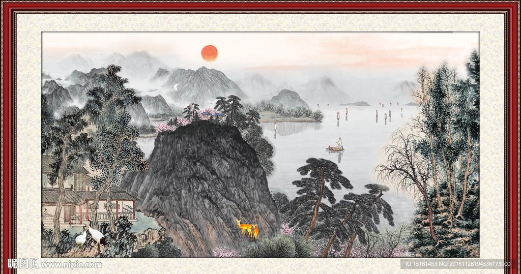 流水生财 旭日东升