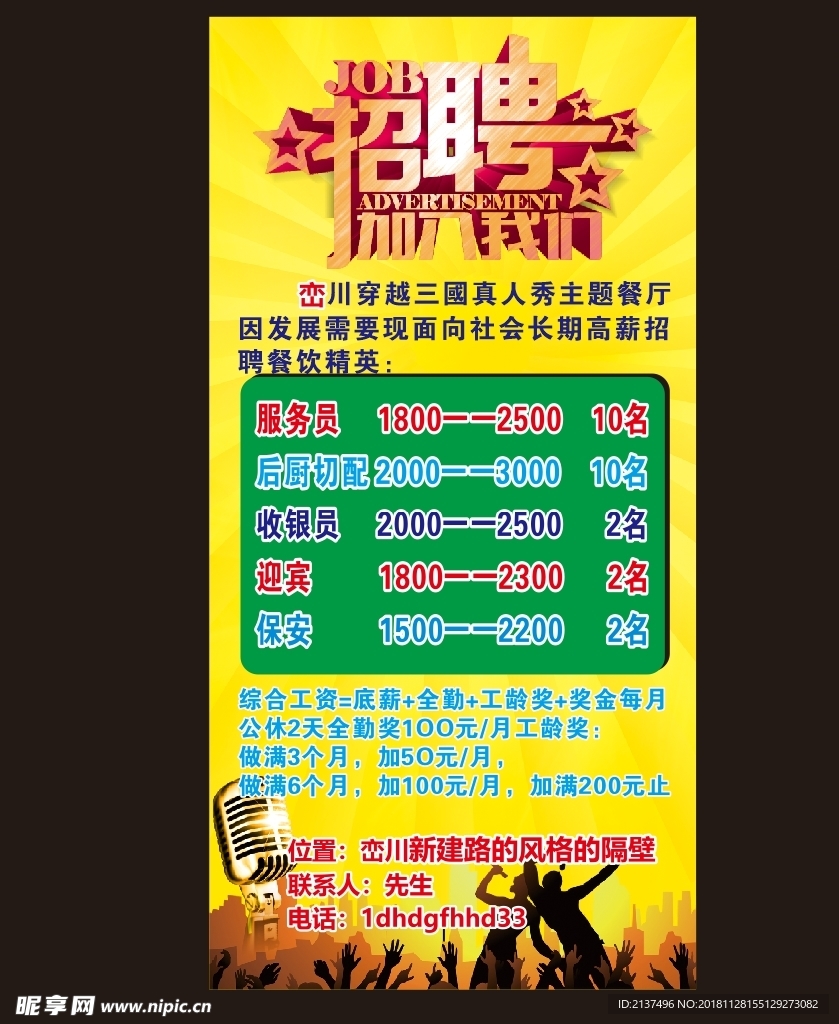 酒店招聘海报
