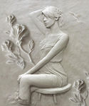 3D立体浮雕美女背景墙壁画