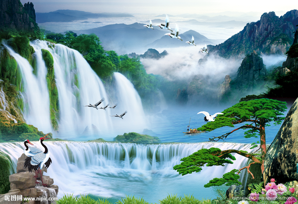 山水风景背景墙