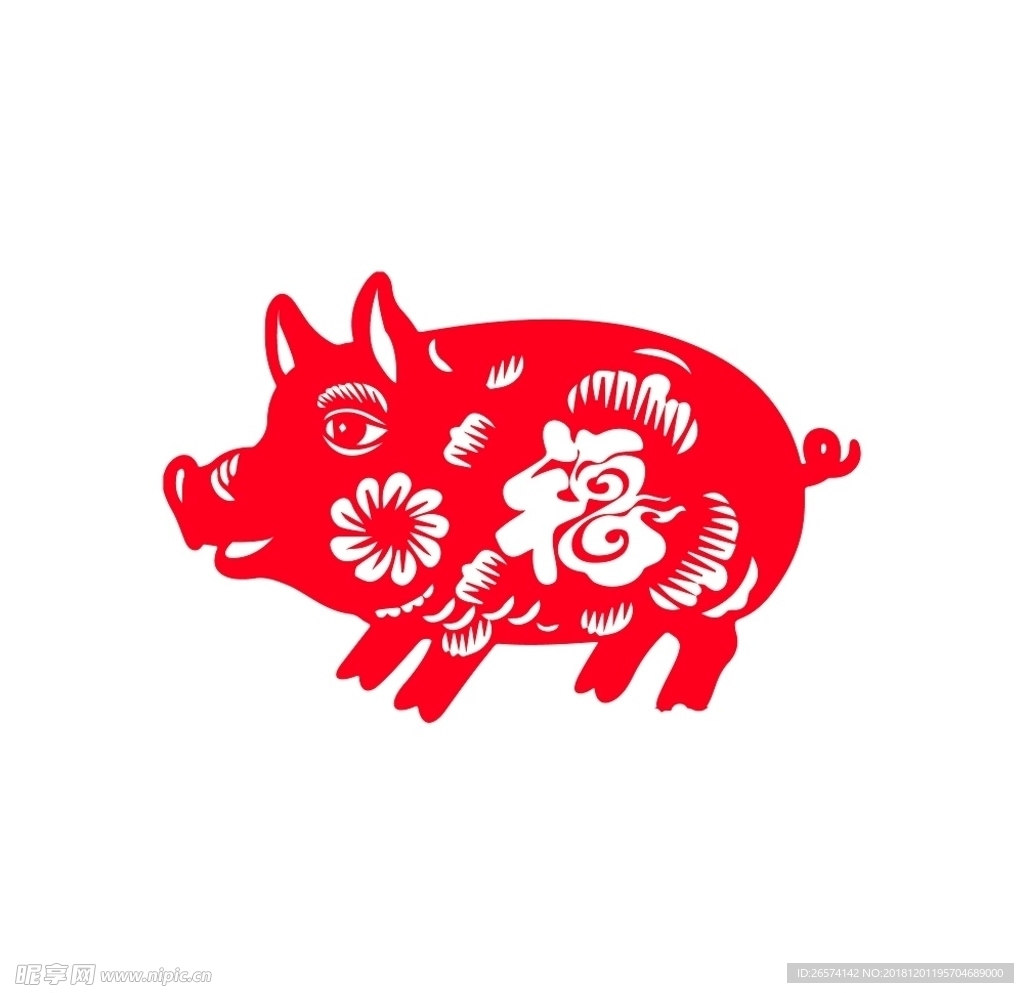 剪纸猪矢量图