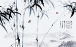 新中式意境水墨山水画背景壁画