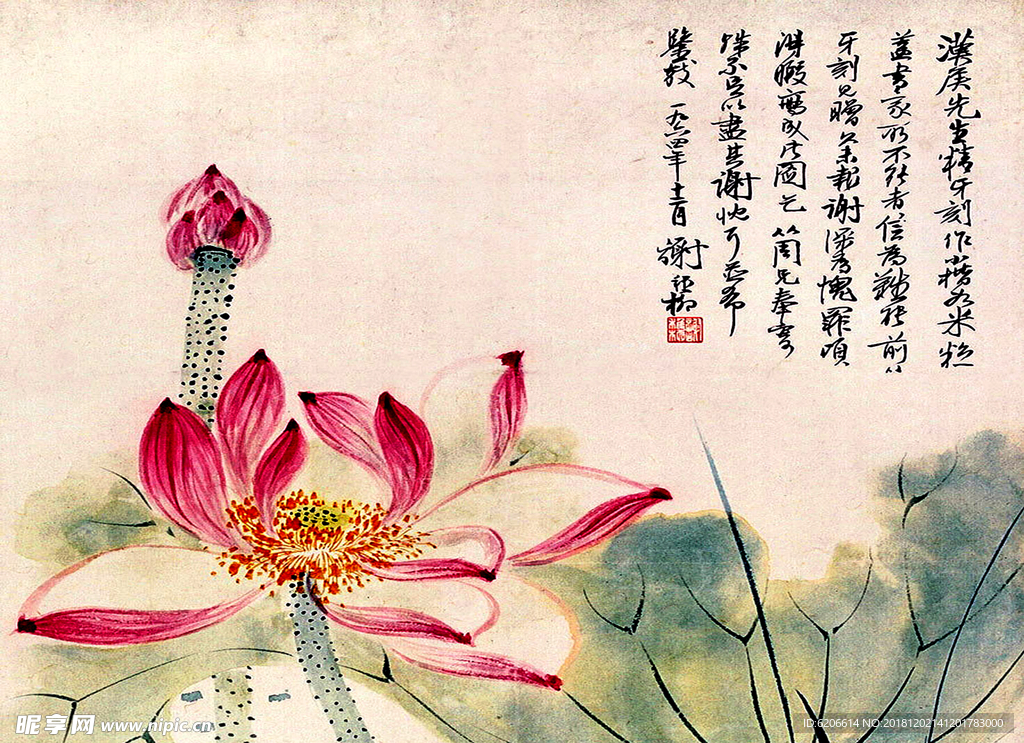 国画 荷花