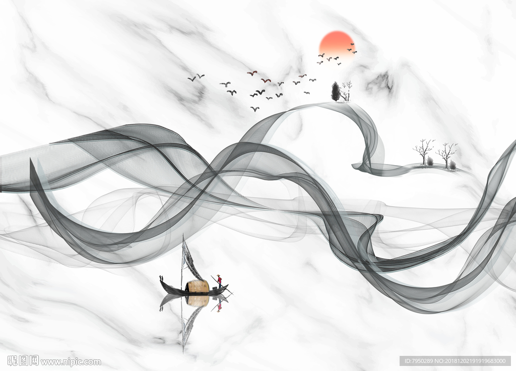 现代简约水墨背景墙