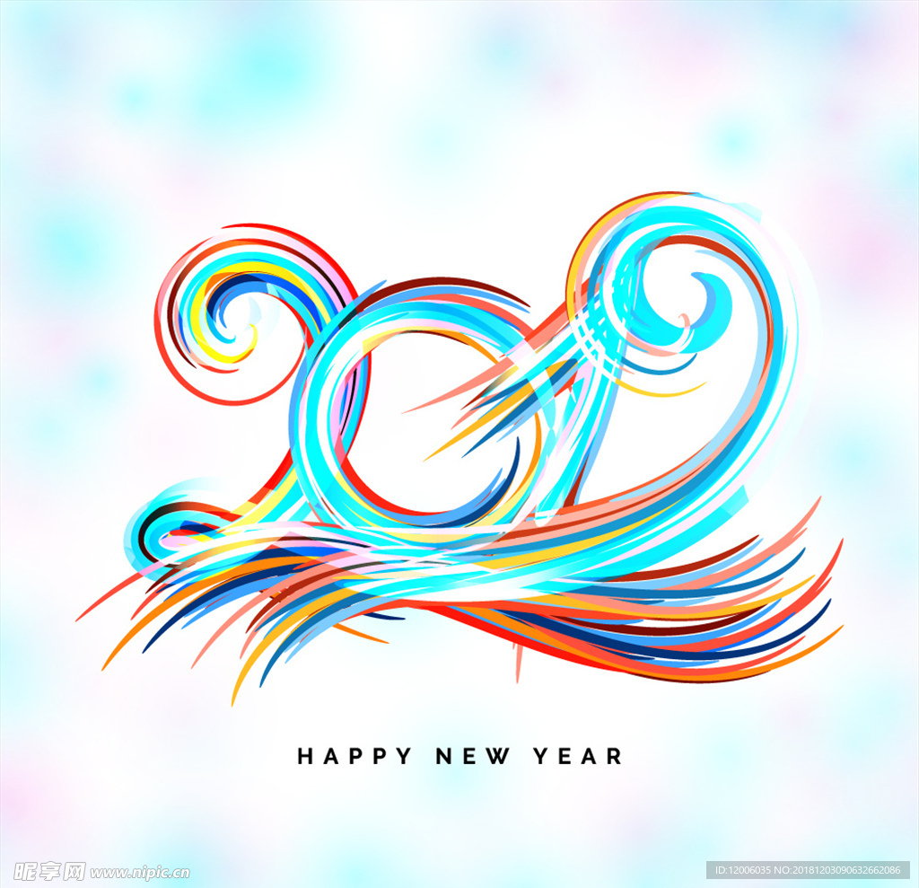 彩绘2019年艺术字矢量素材