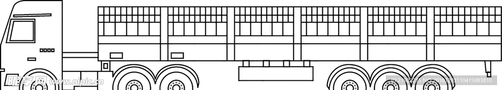 半挂车线稿图