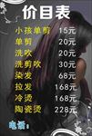 发廊价格表