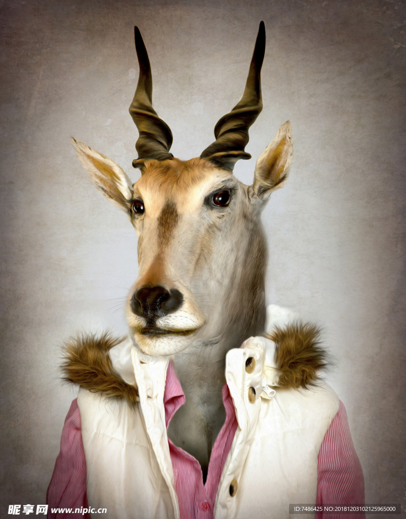 北欧抽象创意动物人身麋鹿图片