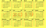 2019年日历表