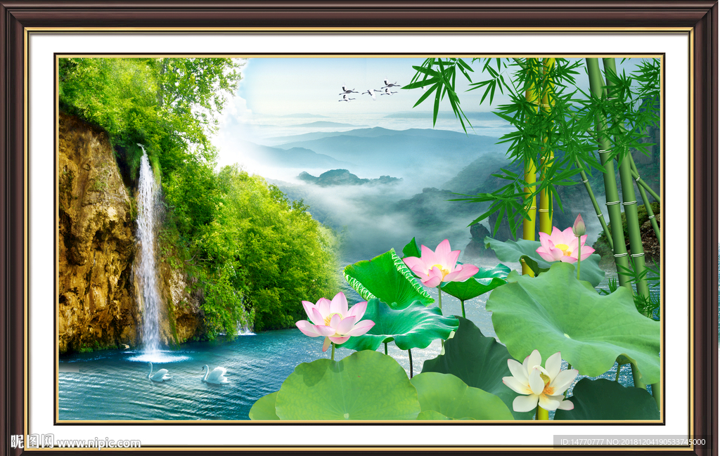 荷花山水风景