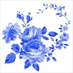 中国风青花瓷图案psd花朵