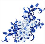 中国风青花瓷图案psd花朵