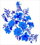 中国风青花瓷图案psd花朵