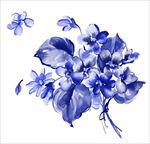 中国风青花瓷图案psd花朵