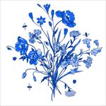中国风青花瓷图案psd花朵