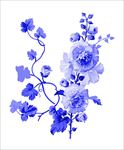 中国风青花瓷图案psd花朵