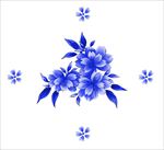中国风青花瓷图案psd花朵
