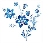 中国风青花瓷图案psd花朵