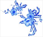 中国风青花瓷图案psd花朵