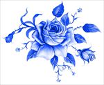 中国风青花瓷图案psd花朵