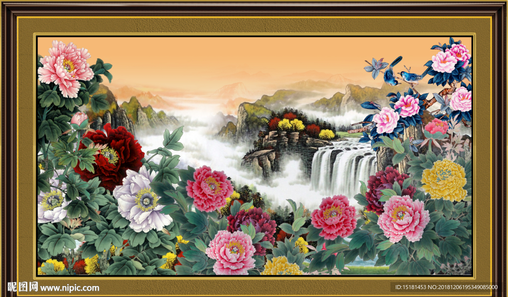 锦绣河山 国画牡丹