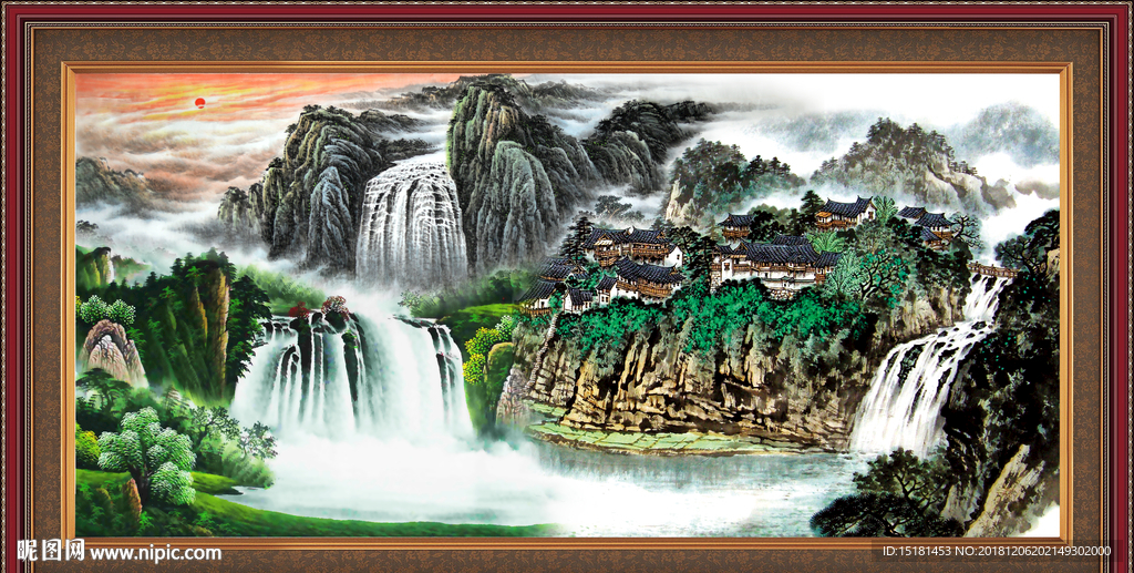 客厅山水画 江山如此多娇