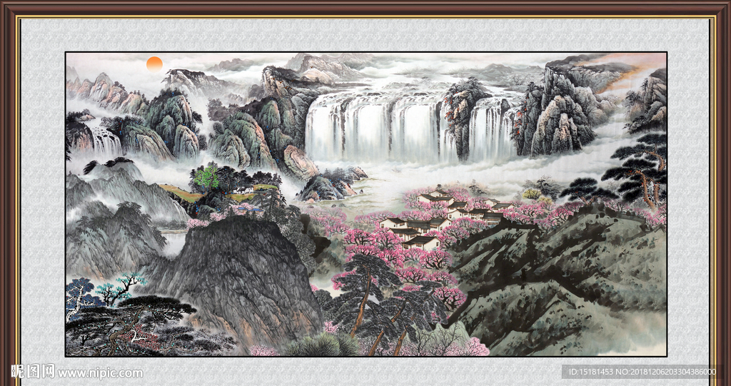 客厅山水画 江山如此多娇