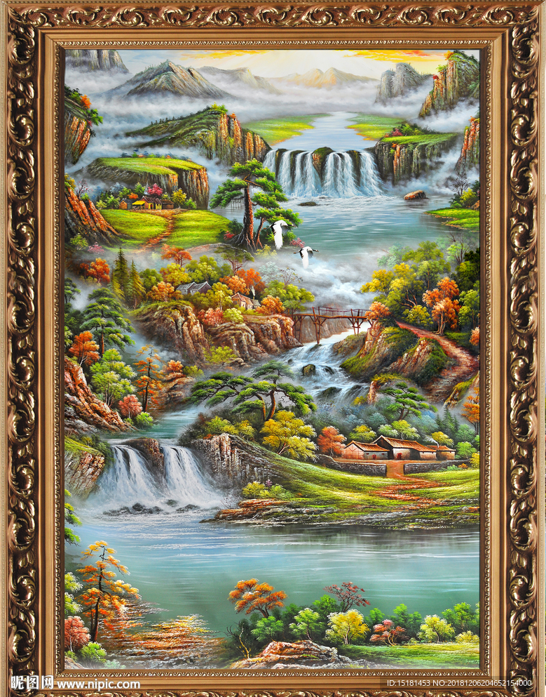 客厅山水画 风景油画