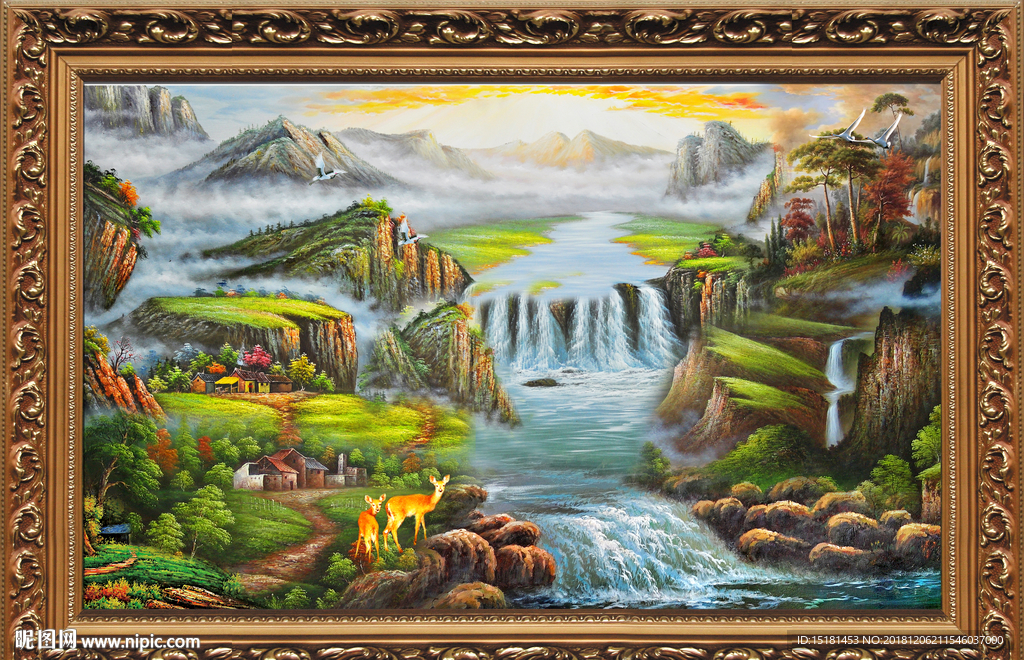 客厅山水画 风景油画