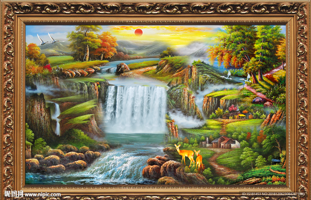 山水画 油画风景