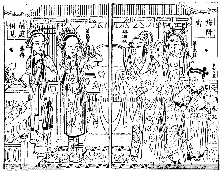 欧式黑纹 古代人物 花纹