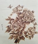 烙画牡丹
