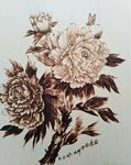 烙画牡丹
