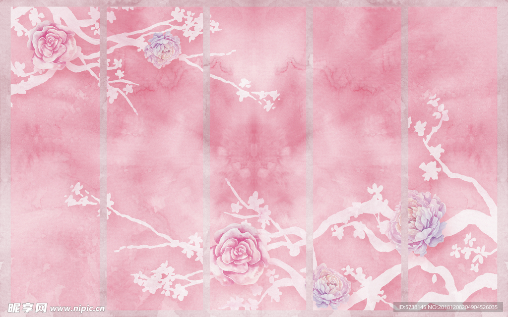 粉色手花玄关屏风背景底纹素材艺