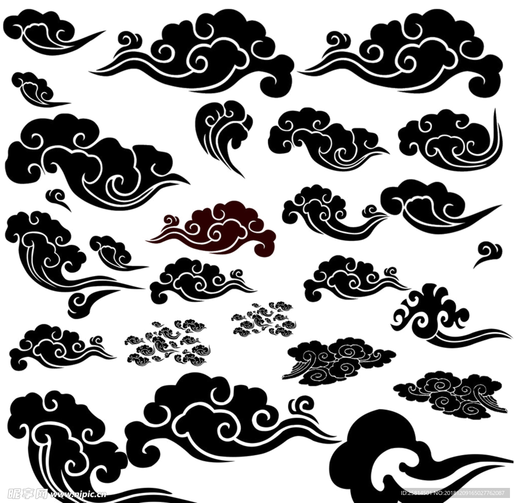 中国风云纹花纹水墨元素
