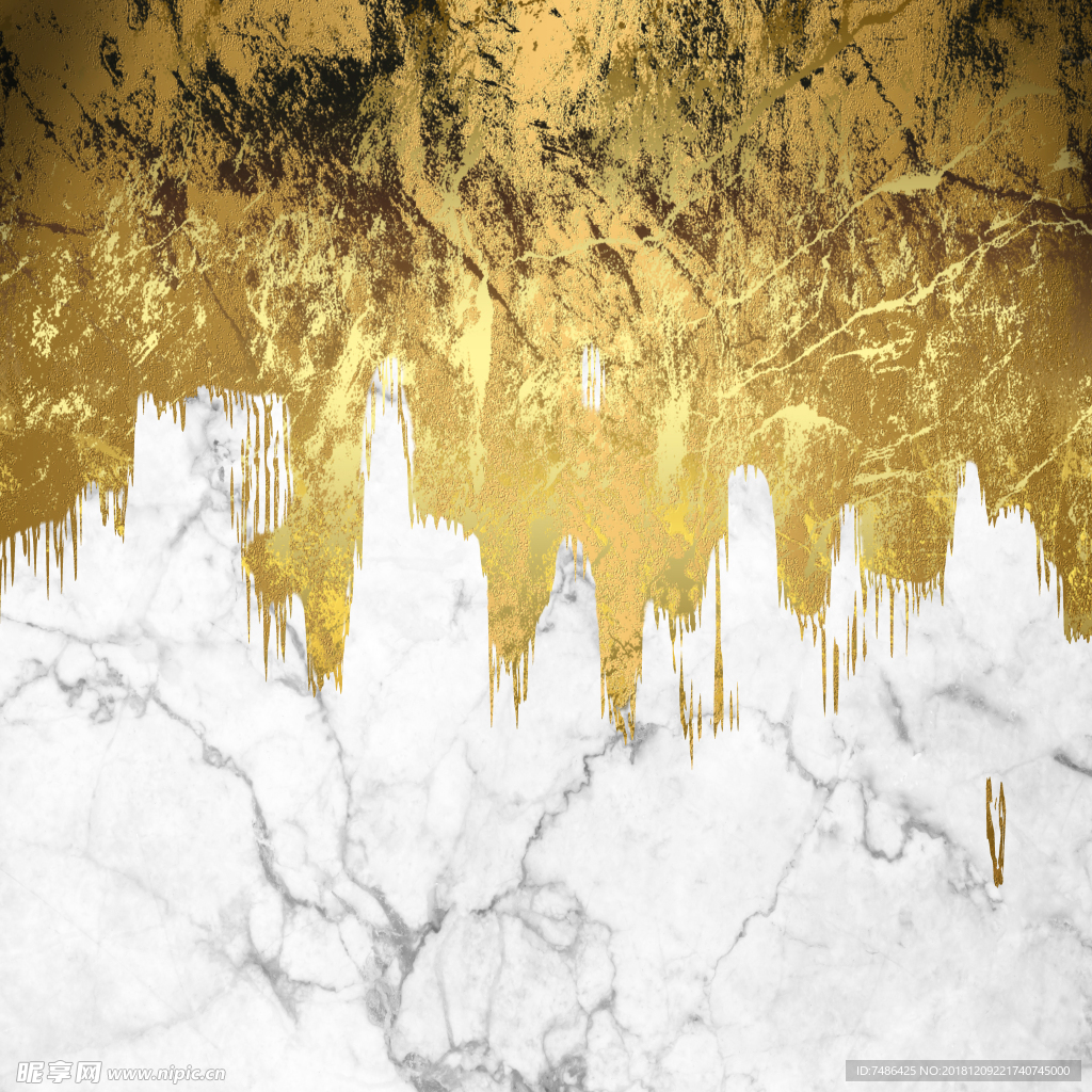 金色抽象山水画