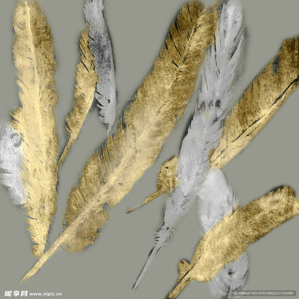 简约大气金色羽毛装饰画