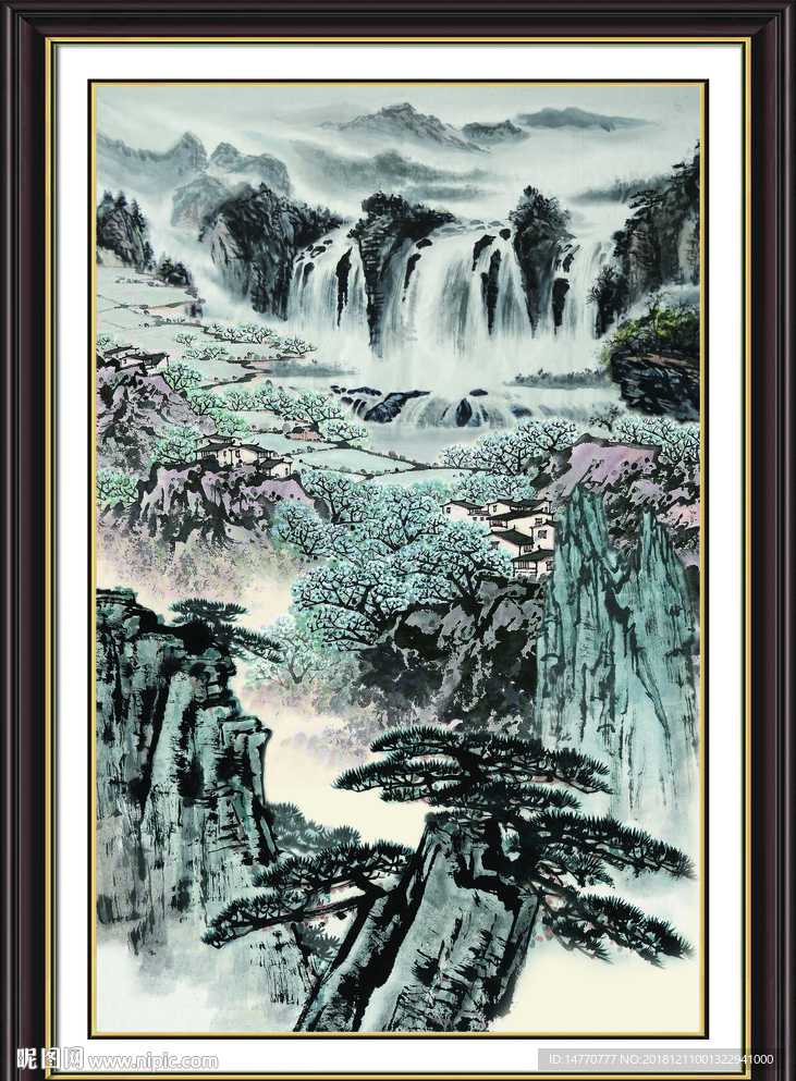 人间仙境 风景画 国画 聚宝盆
