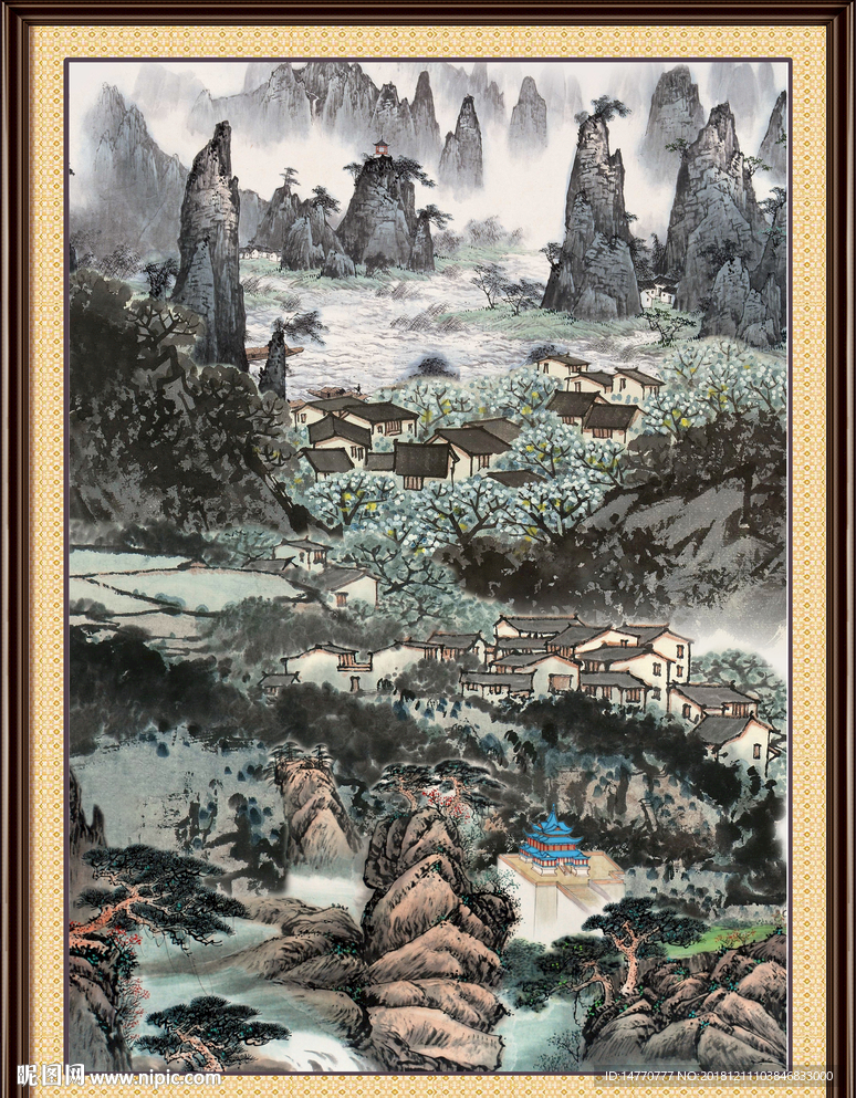 人间仙境 风景画 国画 聚宝盆