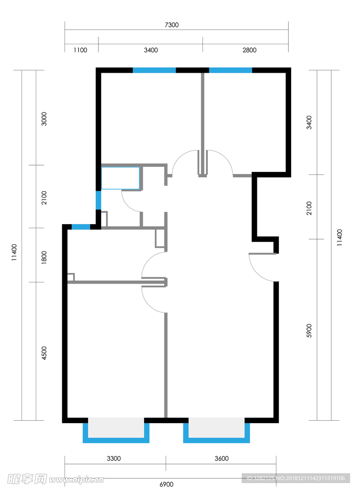 四室两厅房屋户型图